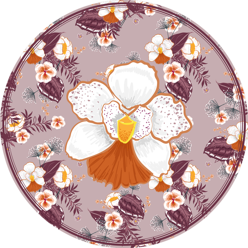 Runde fargerike blomstervinyl stue teppe - Tenstickers