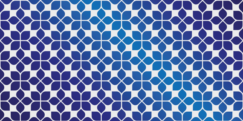 Blå blomster mosaikk vinylteppe - Tenstickers