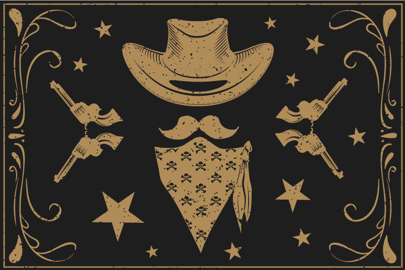Cowboy-tema vinyl teppe spedbarn - Tenstickers