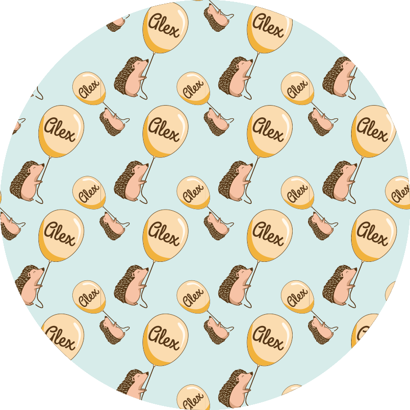 Piggsvin med ballong og navn stue teppe - Tenstickers