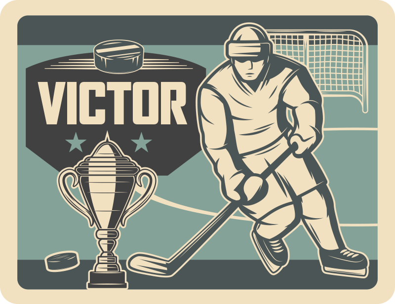 Hockeyspiller med navn vinyl vinylteppe - Tenstickers