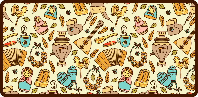 Russiske elementer mønster vintage vinyl teppe - Tenstickers