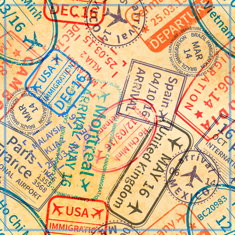 Fantastisk vintage reise stempel teppe - Tenstickers