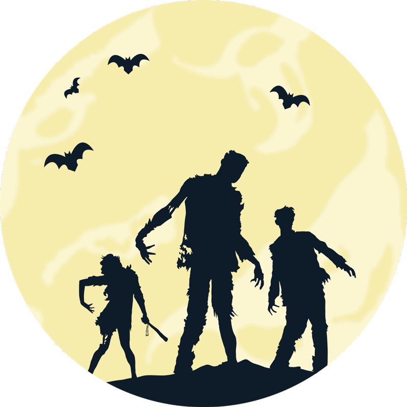 Horror zombie familie vinyl stue teppe - Tenstickers