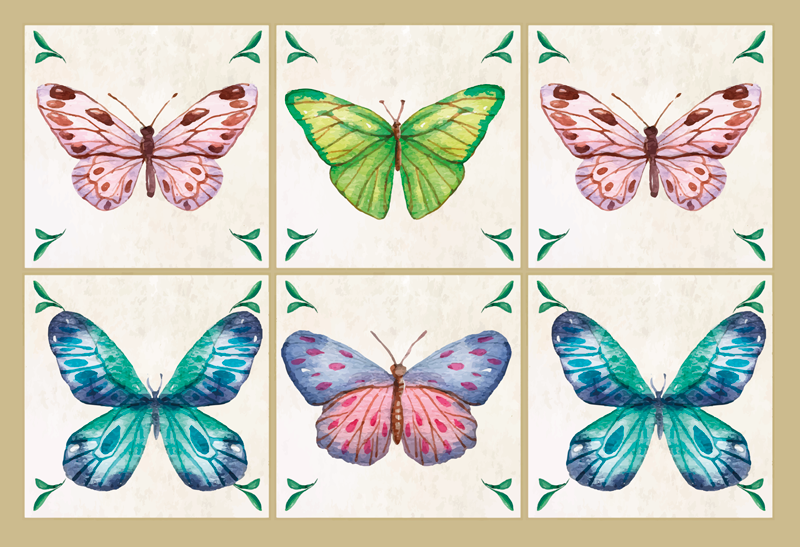 Sommerfugler fliser dyre vinyl teppe - Tenstickers