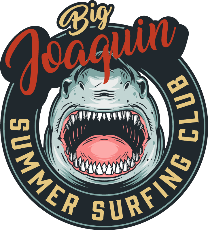 Hai surfe emblem vinyl teppe med navn - Tenstickers