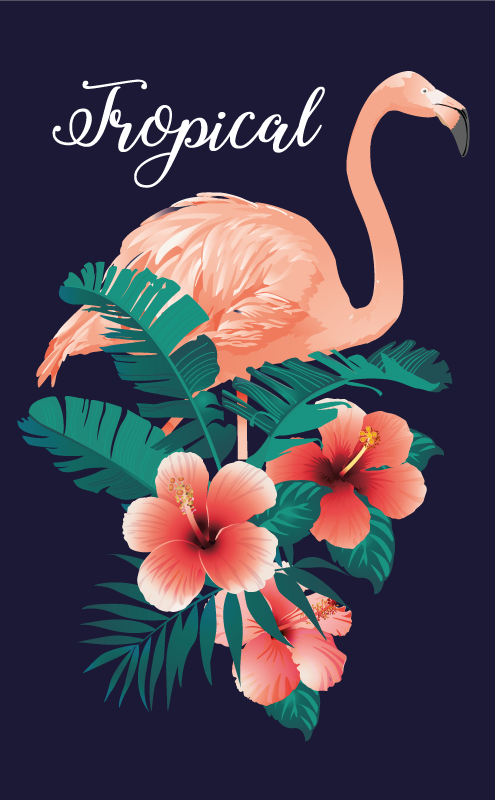 Tropisk flamingo vinyl teppe dyr - Tenstickers