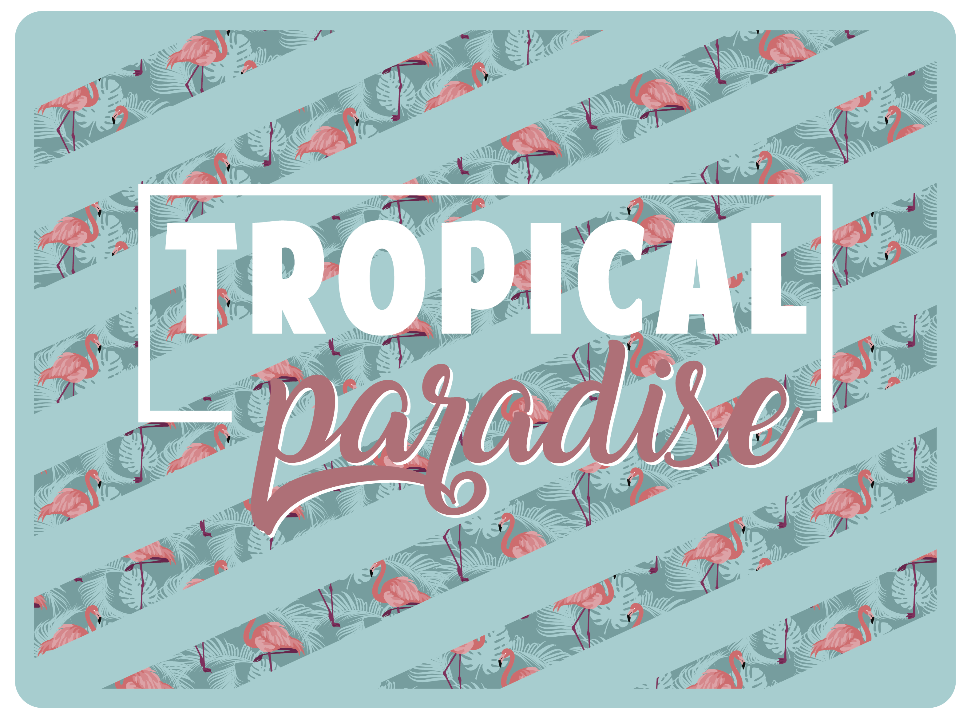 Tropisk paradis tekst flamingoer dyreteppe - Tenstickers
