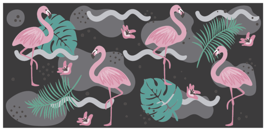 Sort og flamingoer dyreteppe - Tenstickers