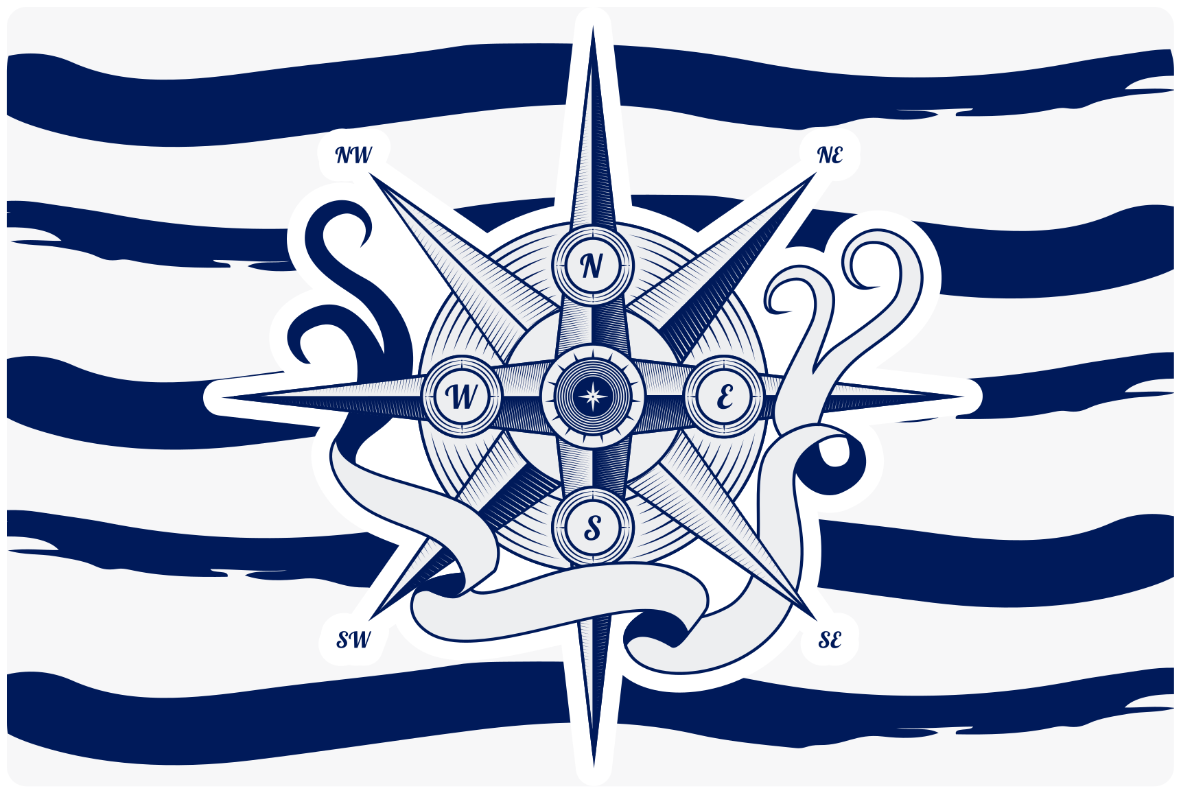 Nautisk kompass vinyl teppe verdenskart - Tenstickers