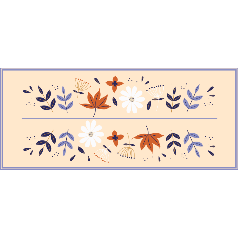 Botanisk motivensemble vinyl teppe blomster og planter - Tenstickers