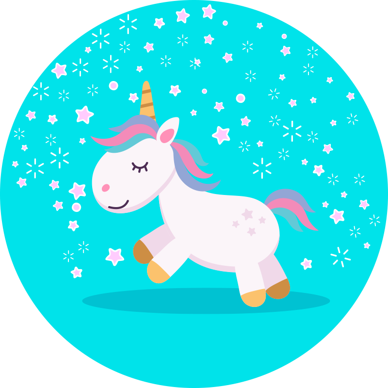 Happy unicorns barn vinylteppe - Tenstickers