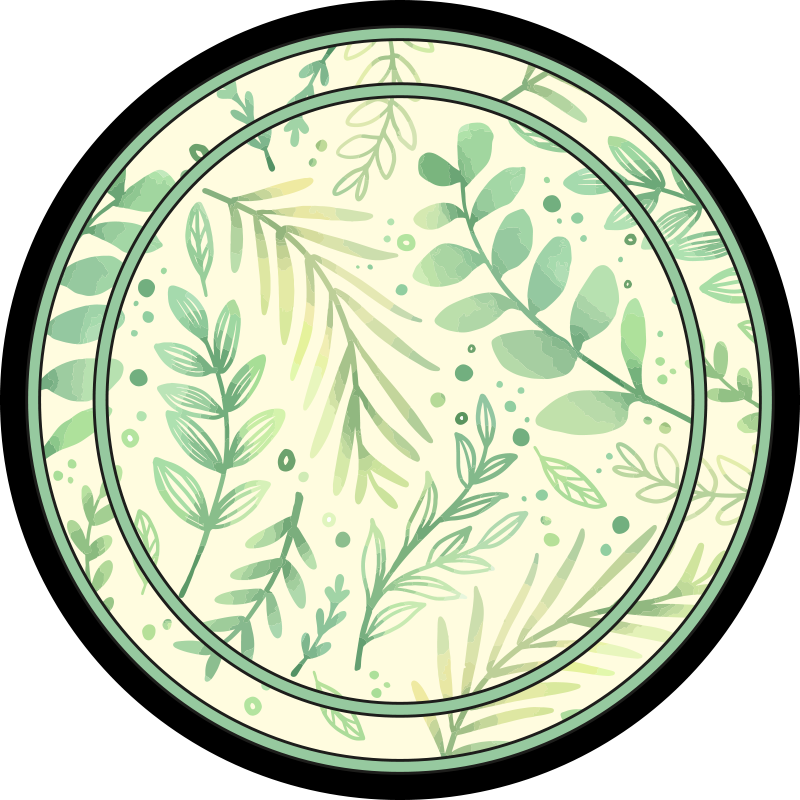 Botanisk motiv aksent vinyl teppe blomster og planter - Tenstickers