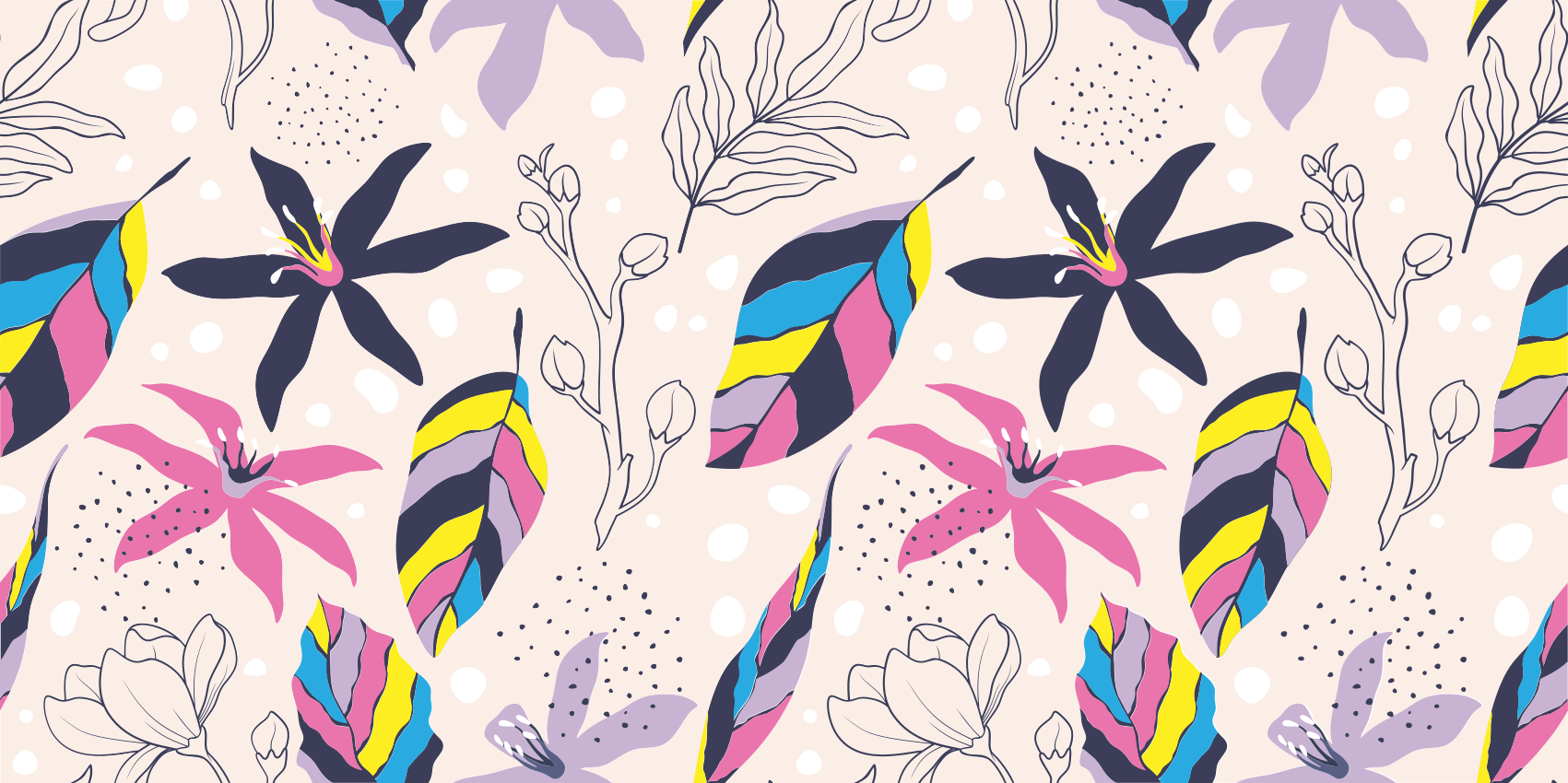 Blomsterfantasi vinyl teppe blomster og planter - Tenstickers