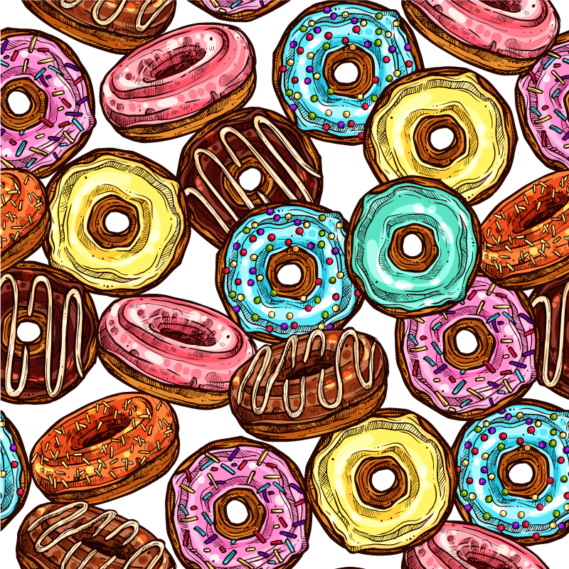 Donuts bakgrunn firkantet vinylteppe - Tenstickers
