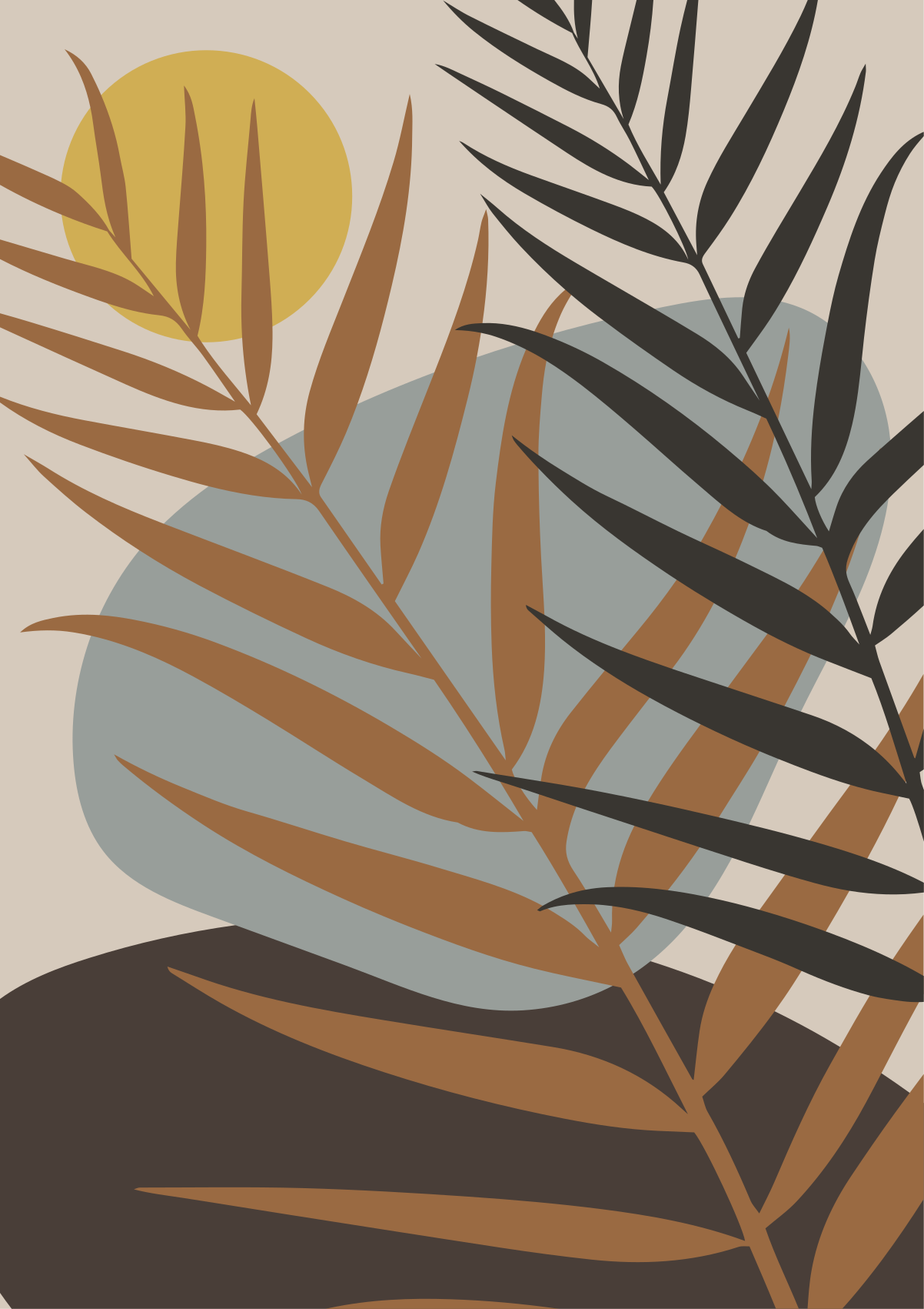 Botanisk solnedgang vinyl teppe blomster og planter - Tenstickers