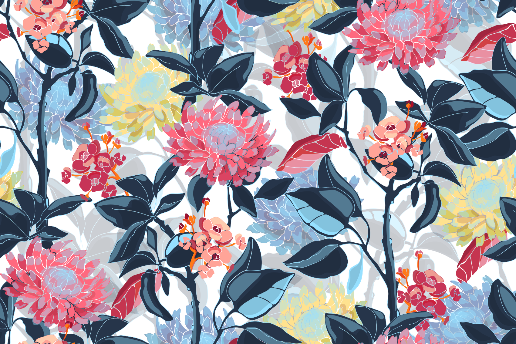 Blomsterdetalj vinyl teppe blomster og planter - Tenstickers