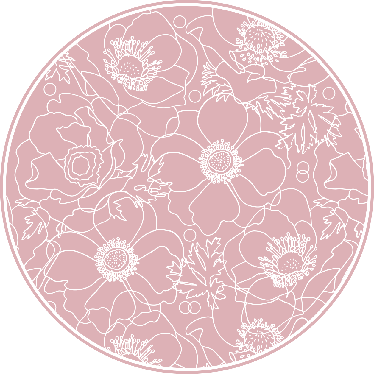 Blomsterkonturmotiv vinyl teppe blomster og planter - Tenstickers