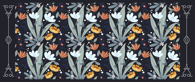 Blomsterarrangement mønster vinyl teppe blomster og planter - Tenstickers