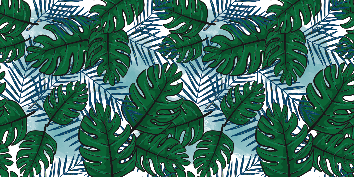 Grønt monstera blått blader natur vinyl teppe - Tenstickers