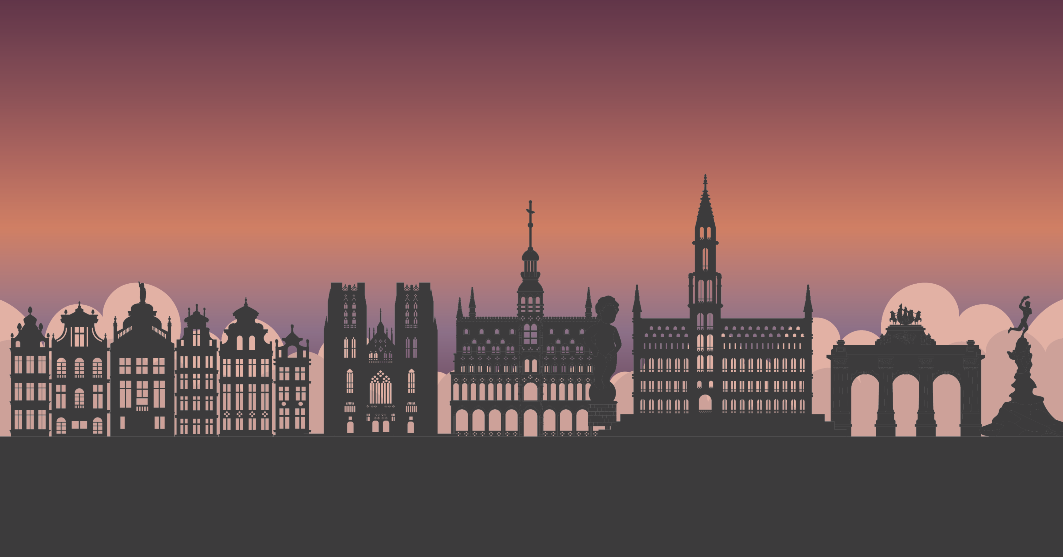 Silhuett skyline verdenskart vinyl teppe - Tenstickers