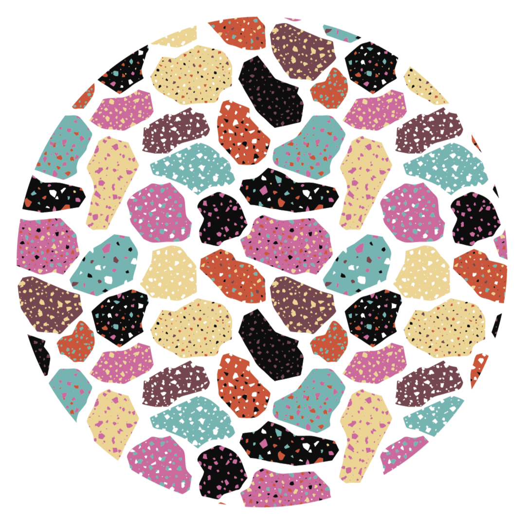 Flekkete terrazzo vinyl teppe dyreavtrykk - Tenstickers