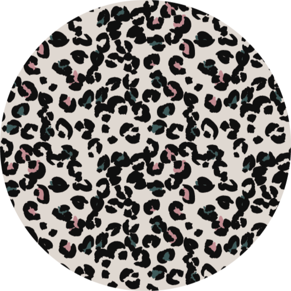 Hvitt rundt vinylteppe leopard dyreteppe - Tenstickers