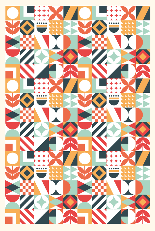 Symmetrisk mosaikk vinyl teppe geometrisk - Tenstickers