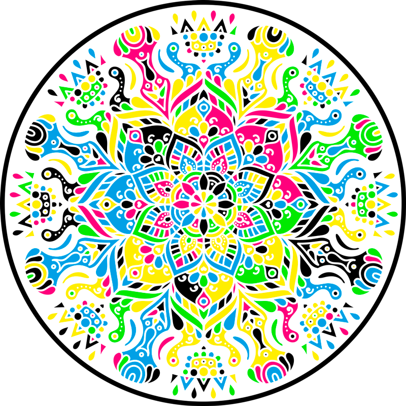 Livlig mandala vinyl teppe mandala - Tenstickers