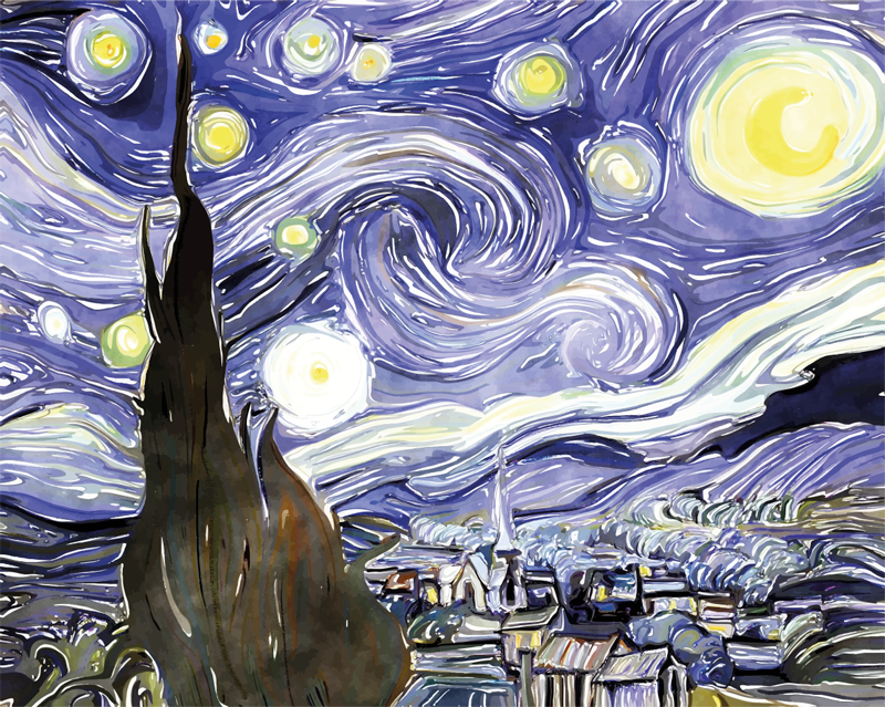 Van gogh's sky with stars vintage teppe - Tenstickers