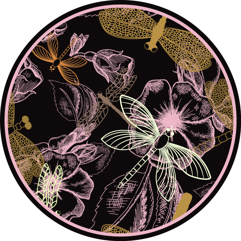 Botaniske insektbilder vinyl teppe blomster og planter - Tenstickers