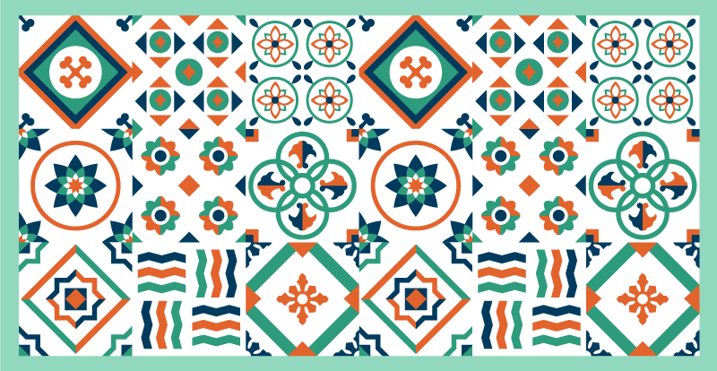 Forskjellige fargerike fliser mønster fliser vinyl teppe - Tenstickers