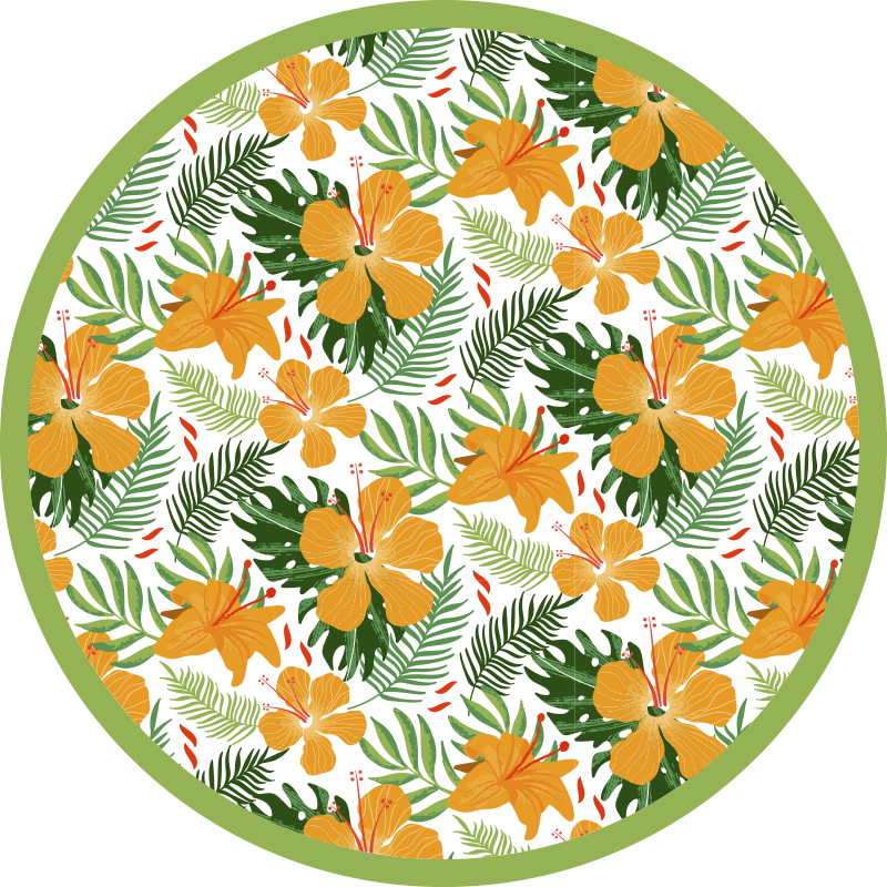 Tropisk floral harmoni vinyl teppe blomster og planter - Tenstickers