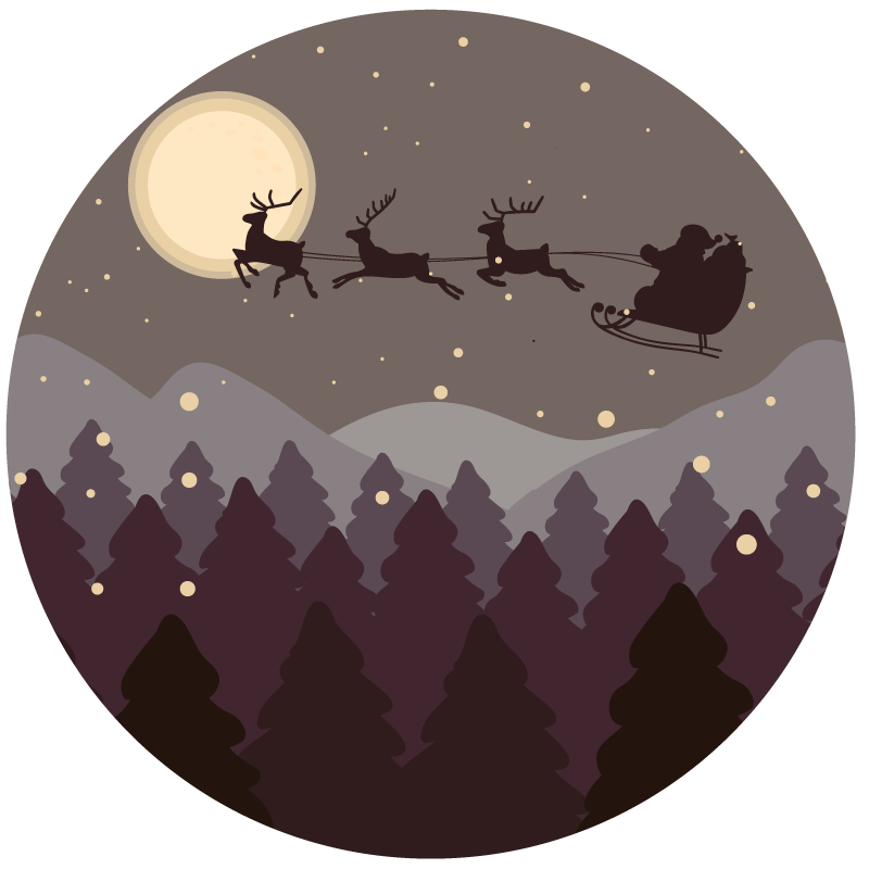 Santa og sleigh juletre matte - Tenstickers