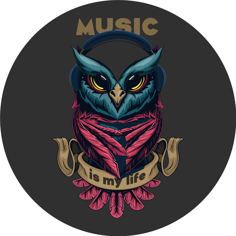 Ugle musikk emblem vinyl teppe ungdom - Tenstickers