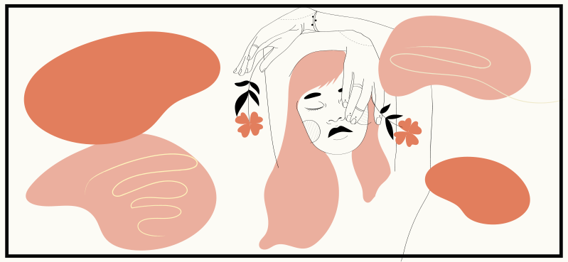 Kvinner og blomster linje kunst vinyl teppe - Tenstickers