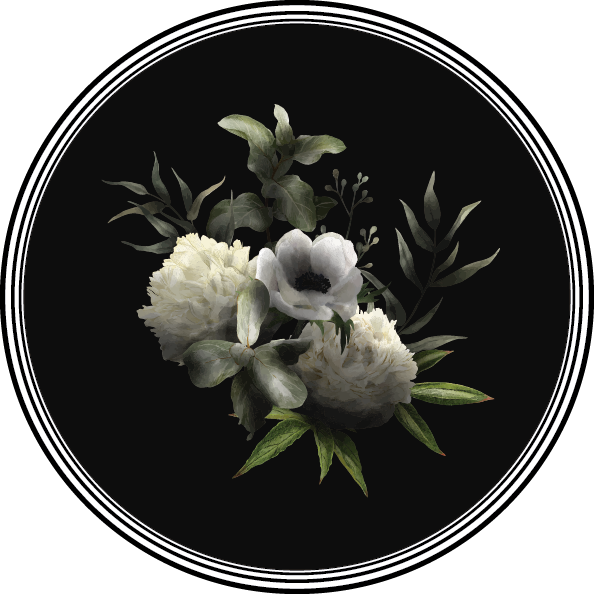 Floral monokrom eleganse vinyl teppe blomster og planter - Tenstickers