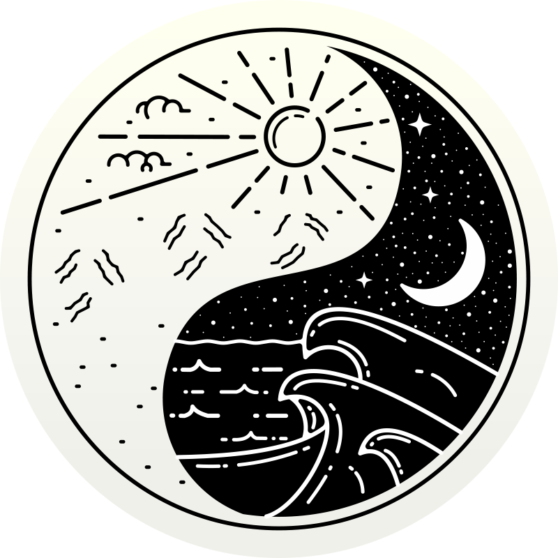 Yin yang sol og måne moderne vinyl teppe - Tenstickers