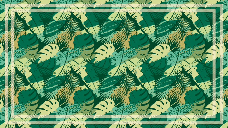 Tropisk løvverk vinyl teppe blomster og planter - Tenstickers