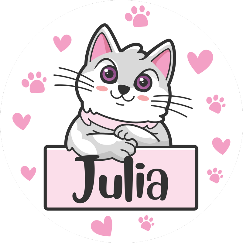 Barns tilpassbare vinylteppe med katt - Tenstickers