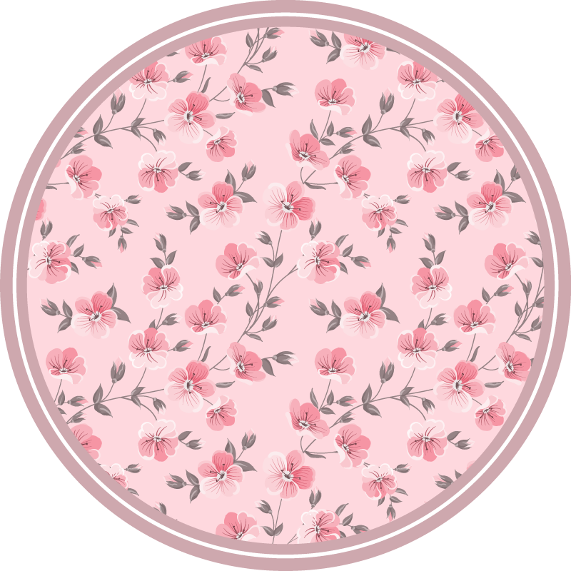 Blomstersirkel design vinyl teppe blomster og planter - Tenstickers
