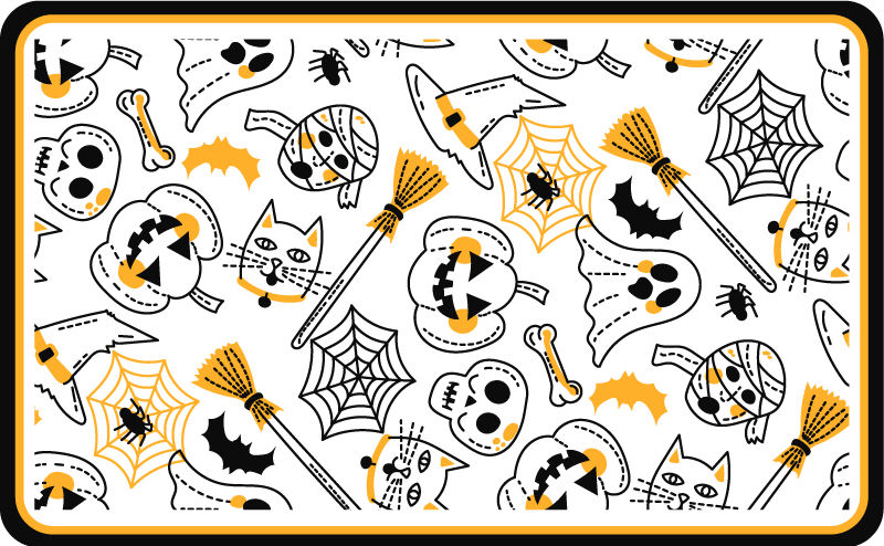 Små tegneseriefigurer halloween vinyl teppe - Tenstickers