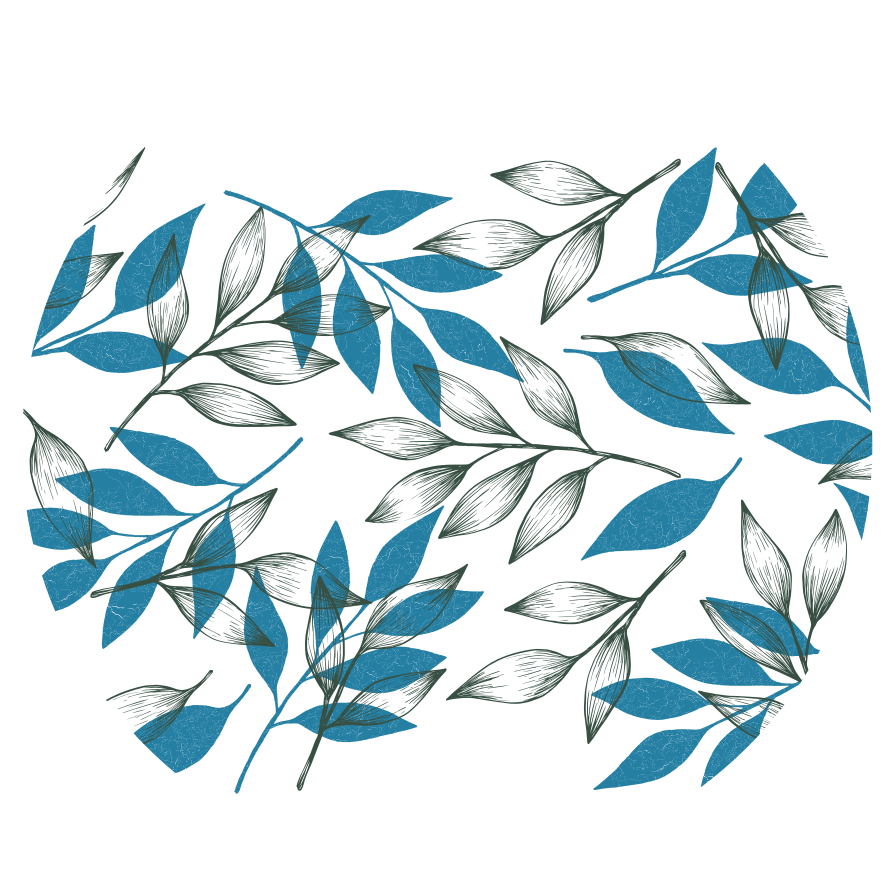 Blå og grønne blader blomster vinylteppe - Tenstickers