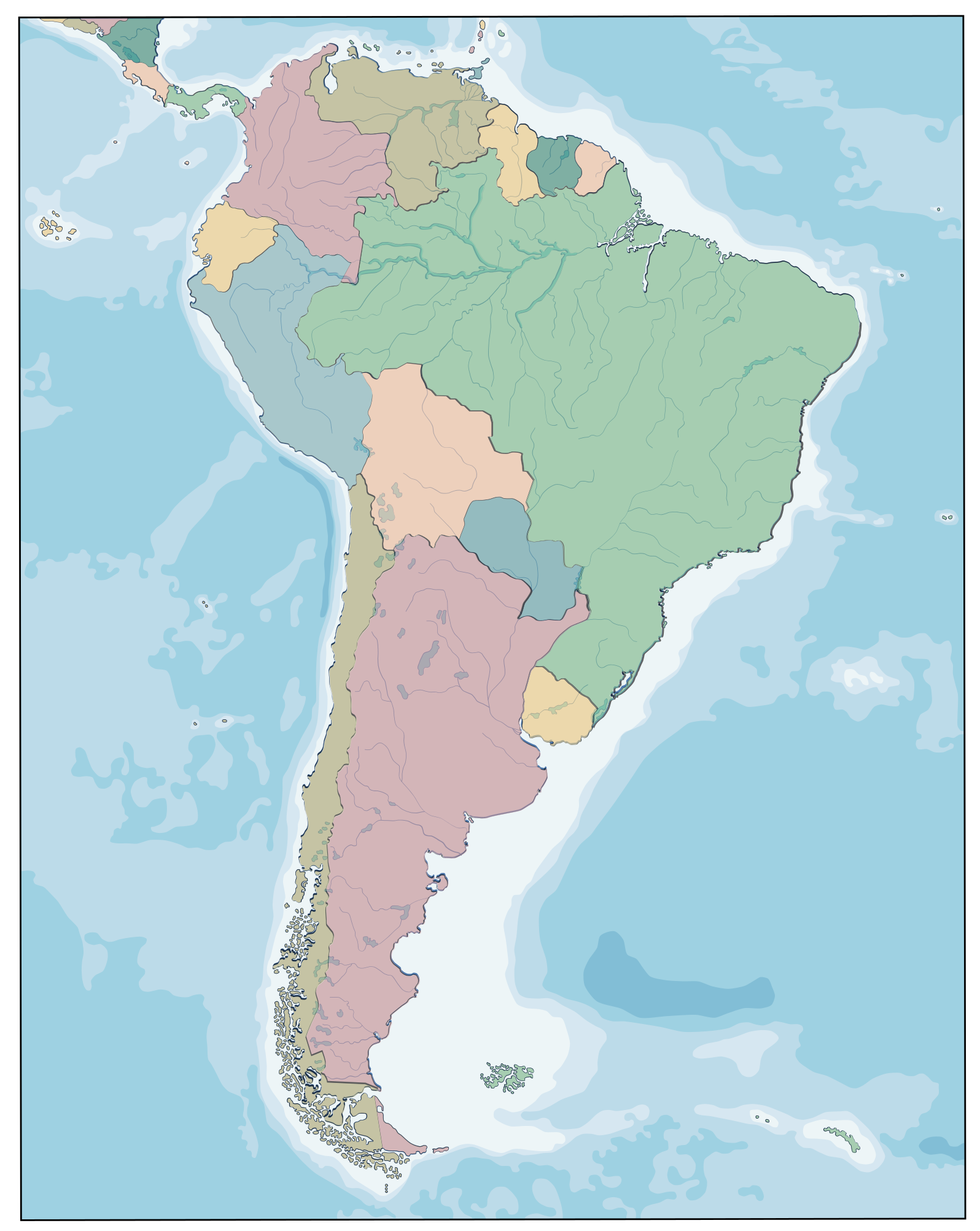 Kartografisk illustrasjon vinyl teppe verdenskart - Tenstickers