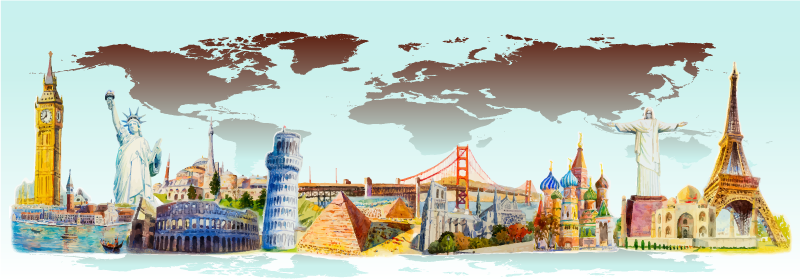 Mouments fra forskjellige land stue teppe - Tenstickers