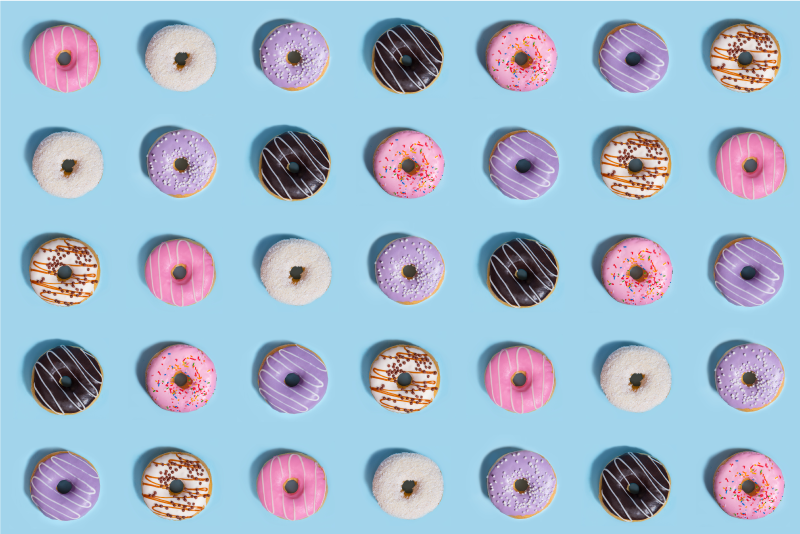 Realistisk donuts mønster spisestue teppe - Tenstickers