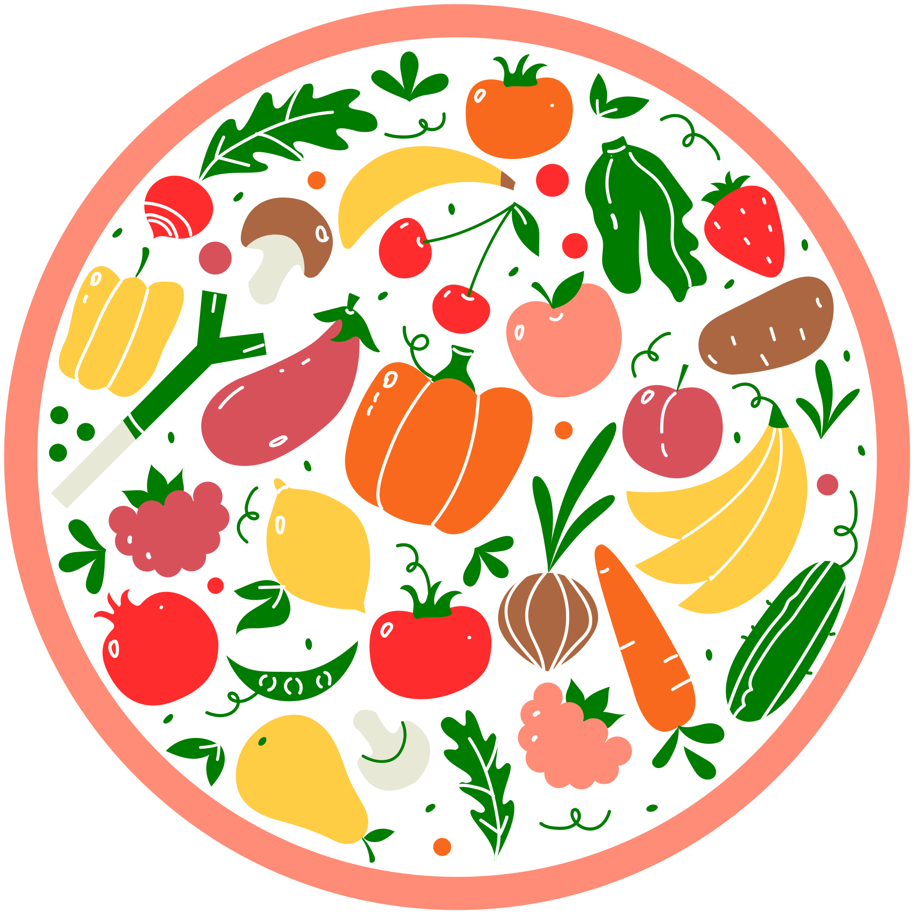 Fargerikt fruktmotiv vinyl teppe blomster og planter - Tenstickers