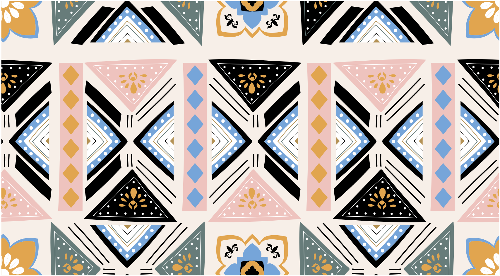 Etnisk sort og blå rosa mandala vinyl teppe - Tenstickers