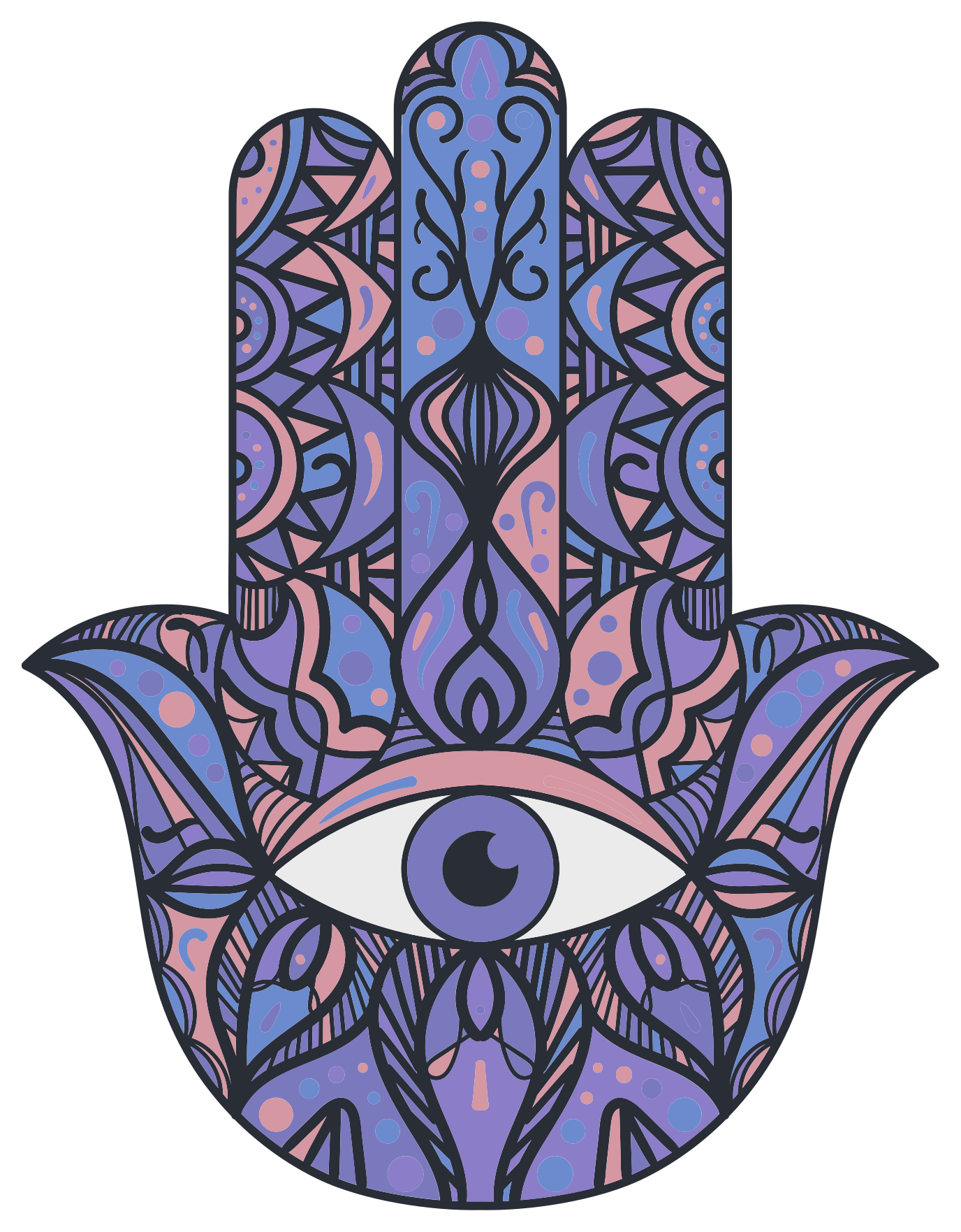 Hamsa håndmotiv vinyl teppe mandala - Tenstickers