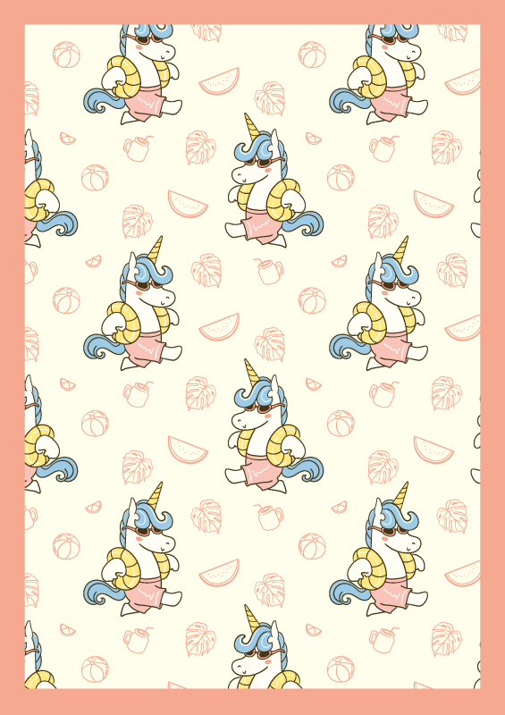 Enhjørning mønstret vinyl teppe spedbarn - Tenstickers